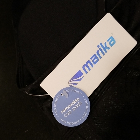 💕MARIKA💕 Black Python Foil Lacey Racerback Sports Bra ~ Animal Print Large NWT - Picture 7 of 10